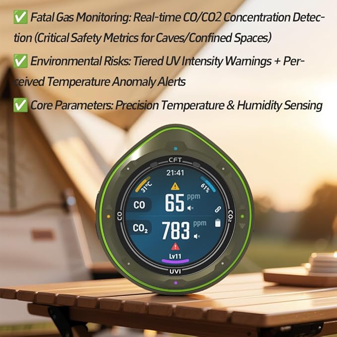 Protmex 5 in 1 Wireless Touchscreen Portable Multifunctional Carbon Monoxide - Image 4
