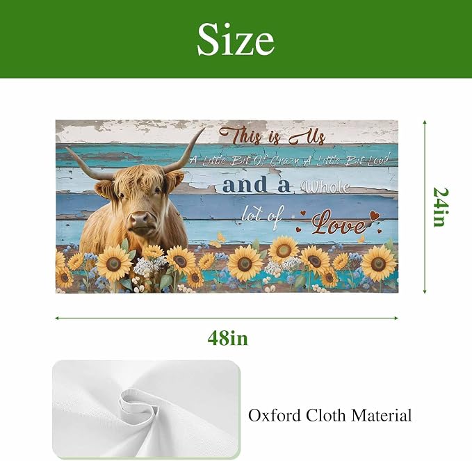 2 Pack Highland Cow Flower Fluorescent Light Covers Country Farmhouse Cow - Image 9