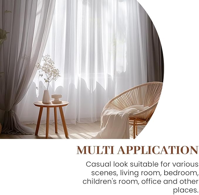 Dreaming Casa Solid Sheer Curtains 84 Inches Long Grey Rod Pocket Voile - Image 5
