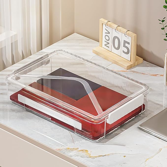 2 Pack Clear Plastic File Boxes w/Latching Lids, Stackable A4 Storage - Image 3