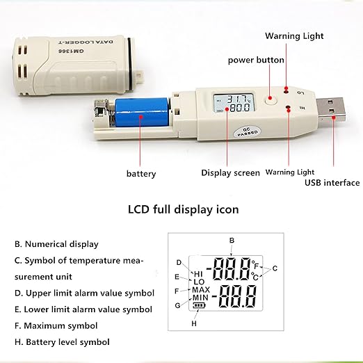 Temperature Data Logger, Battery Powered Low Power Consumption Digital Humidity - Image 9