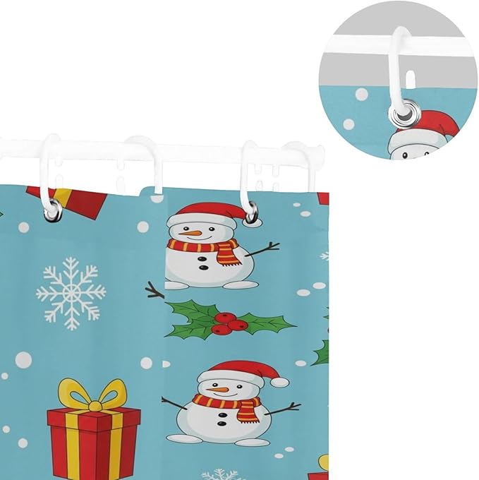 Snowflake Christmas Blue Shower Curtain Liner 72×72 inch - Image 5