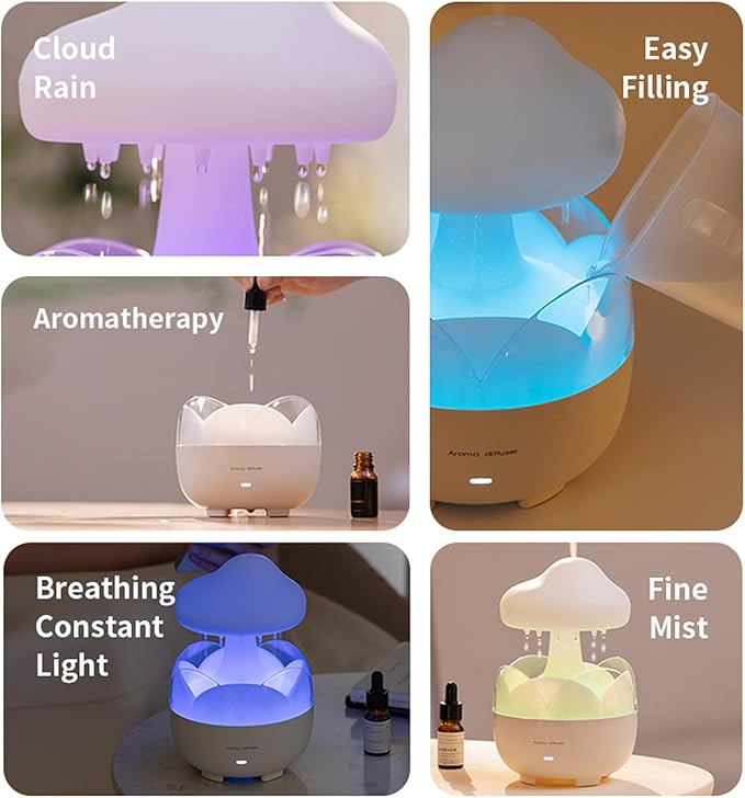 Raindrop Portable Humidifier, Cloud Essential Oil Diffuser, 230ml Capacity - Image 5