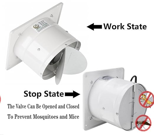 8 inch Exhaust Fan Wall Mounted Garage Ventilation Fan, 500CFM Metal Attic - Image 3