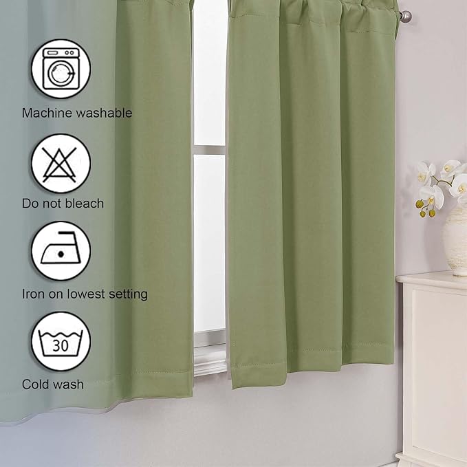 Chyhomenyc Sage Green Short Blackout Curtains 45 Inch Length, Small Kitchen - Image 7
