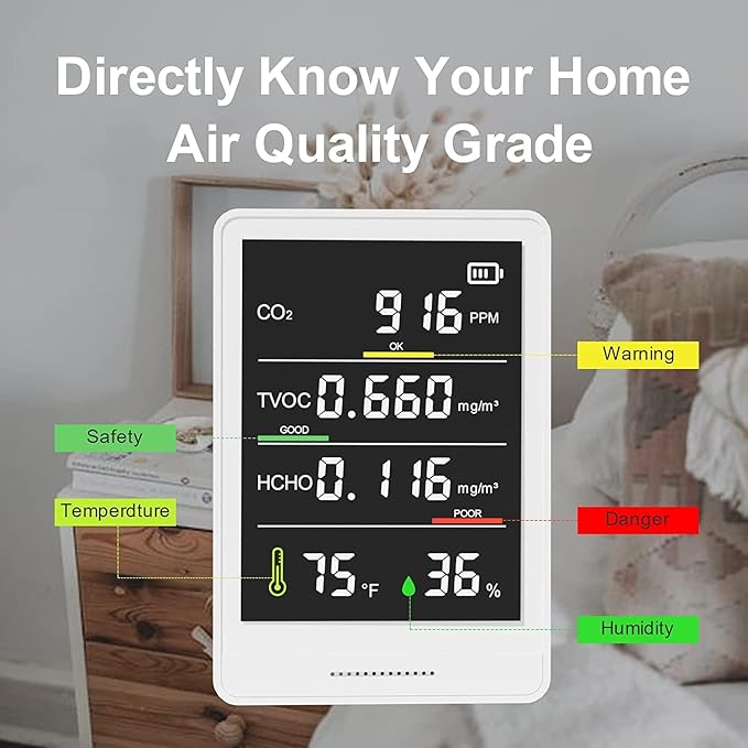 5-in-1 Professional Indoor Air Quality Monitor Indoor Portable CO2 Monitor | - Image 3