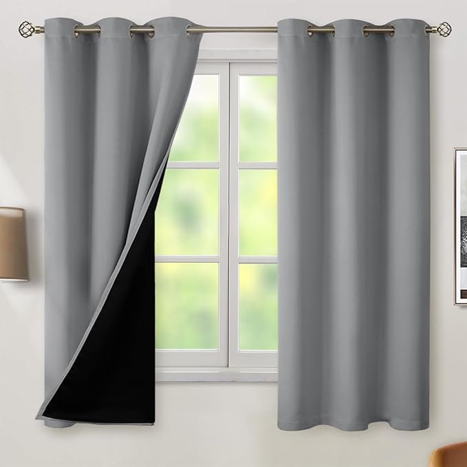 BGment Thermal Insulated 100% Blackout Curtains 63 Inch Length 2 Panels by BGment