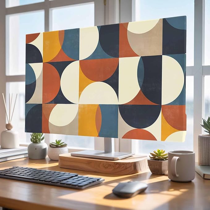 Mid Century Color Block Circle Abstract Geometric Indoor TV Cover, Elastic TV by Unknown
