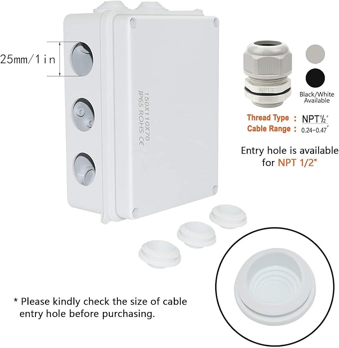 LeMotech ABS Plastic Dustproof Waterproof IP65 Junction Box Universal - Image 5