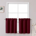 Chyhomenyc Short Burgundy Curtains 24 Inch Length, Small Kitchen Curtain Rod by Chyhomenyc