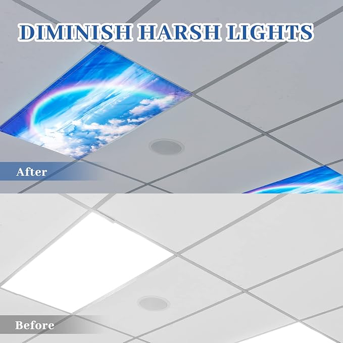 Hortsun Pack of 2 Fluorescent Light Covers 4 x 2 Feet Magnetic Ceiling Light - Image 3