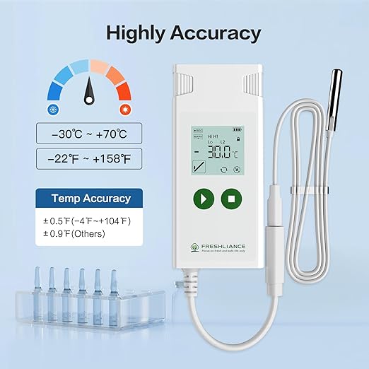 Freshliance Digital Temperature Data Logger, Reusable Temperature Recorder - Image 2