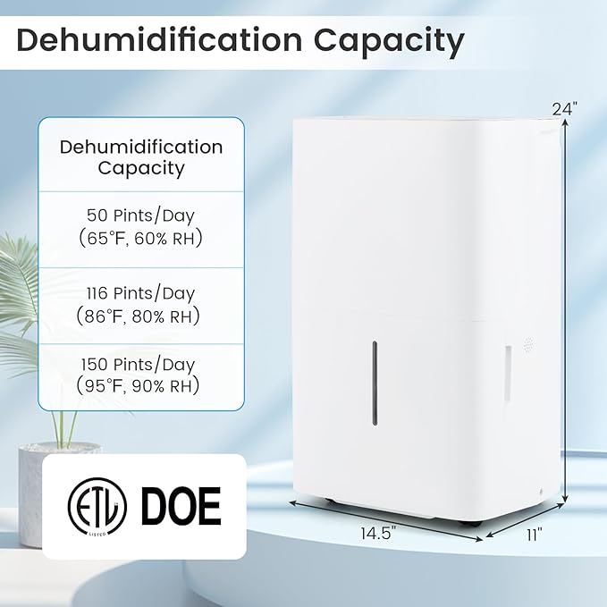 DORTALA 150 Pints Dehumidifier for 7000 Sq.Ft Large Rooms, Home Dehumidifier - Image 7
