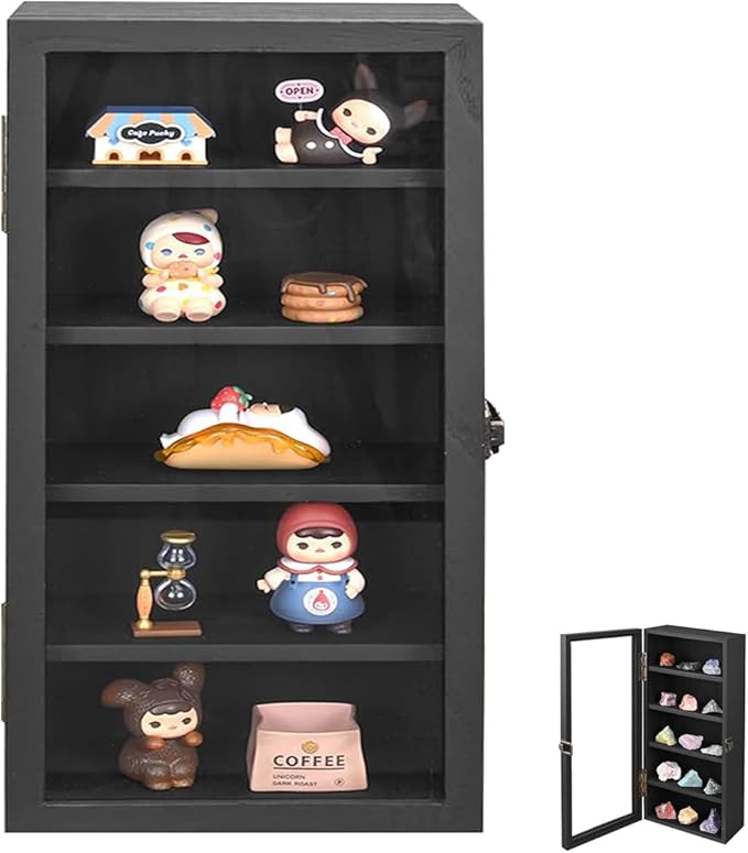 Wall Mounted Wooden Collectible Display Case 5 Shelf Display Storage - Image 6