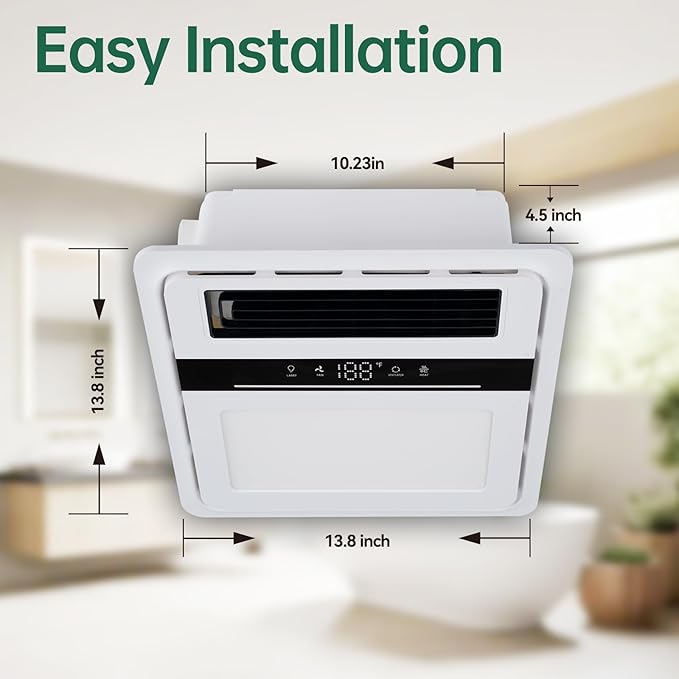 Bathroom Fan with Light and Heater, 140 CFM Ventilation, Remote Control - Image 7