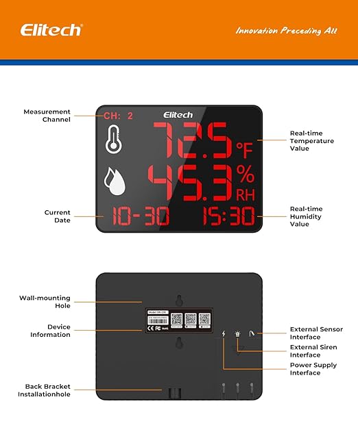 Elitech Wireless Hygrometer Thermometer Reusable Temperature Recorder Data - Image 9