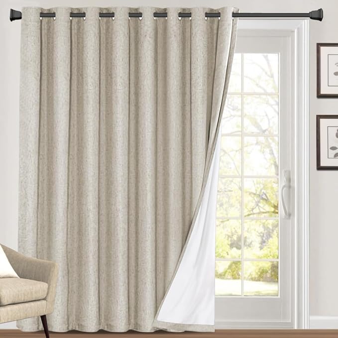 PrinceDeco 100% Blackout Curtains 84 Inches Long Extra Wide Sliding Glass Door by PrinceDeco