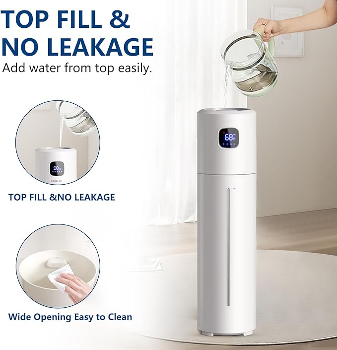 Large Humidifiers for Bedroom, 9L/2.5Gal Ultrasonic Cool Mist, Top Fill Easy - Image 3