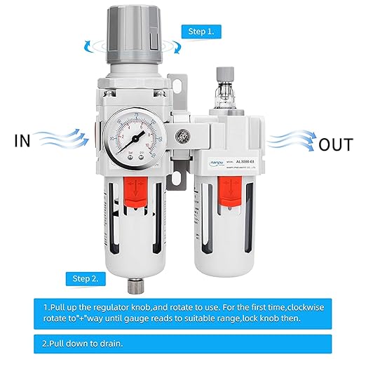 NANPU 3/8" NPT Compressed Air Filter Regulator Lubricator Combo, Water/Oil Trap - Image 4