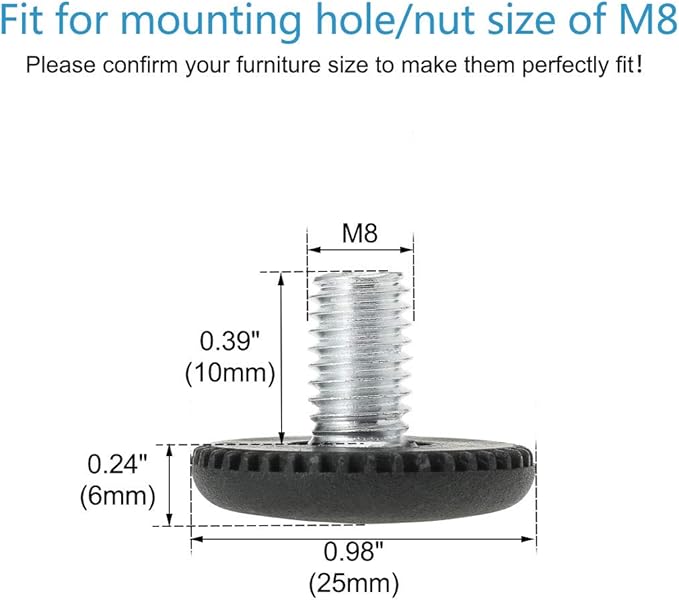 uxcell M8 x 10 x 25mm Leveling Feet Adjustable Leveler Floor Protector - Image 2