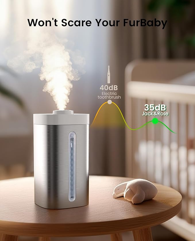 Jack & Rose Stainless Steel Humidifier, Dishwasher Safe, Cool Mist Humidifiers - Image 5