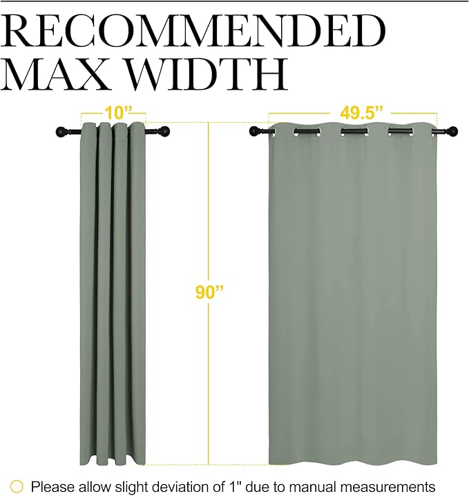 NICETOWN Greyish Green Blackout Curtains 90" Long - Image 7