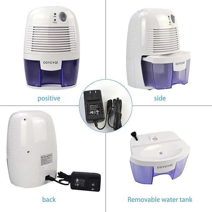 Small Dehumidifier, 12V3A adapter，1200 Cubic Feet Portable Mini Dehumidifier - Image 8