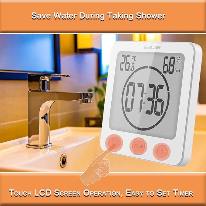 Waterproof Bathroom Wall Clock and Timer, Digital Water Resistant Hanging Timer - Image 7