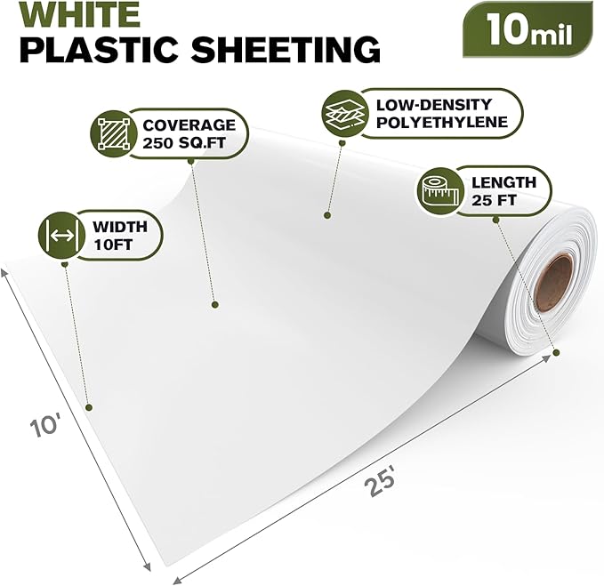 White Crawl Space Vapor Barrier, 10 Mil Vapor Barrier, Heavy Duty Polyethylene - Image 3