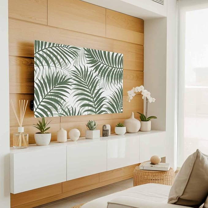 Palm Leaf Summer Forest Indoor TV Cover, Elastic TV Screen Protector Green - Image 3
