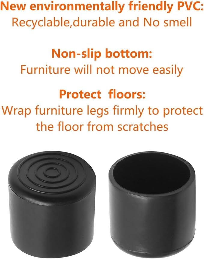 40 Pcs Round Rubber Furniture Leg Caps, 7/8" Vinyl Flexible Chair Leg Floor - Image 4