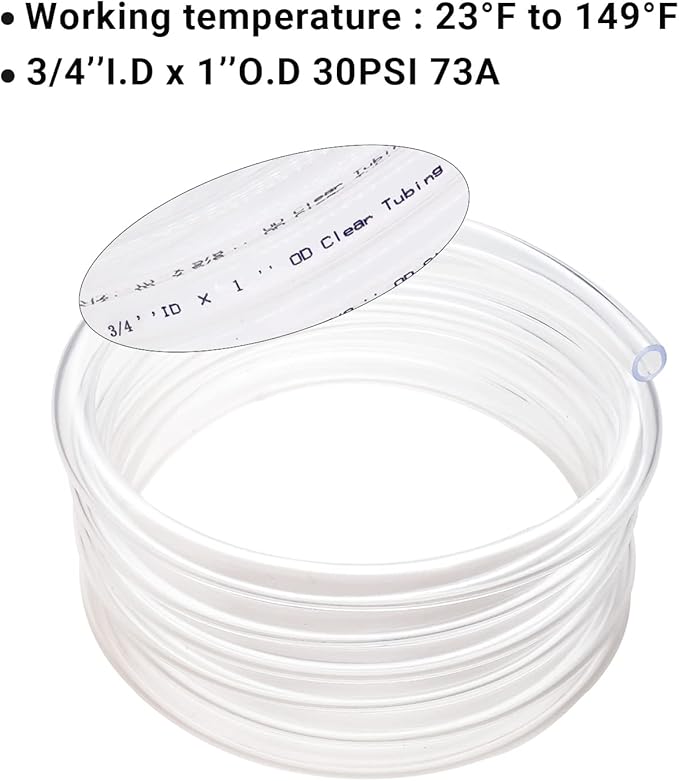 Clear Vinyl Tubing 3/4" ID × 1" OD -25 Ft 30PSI, Flexible Plastic Tubing - Image 5