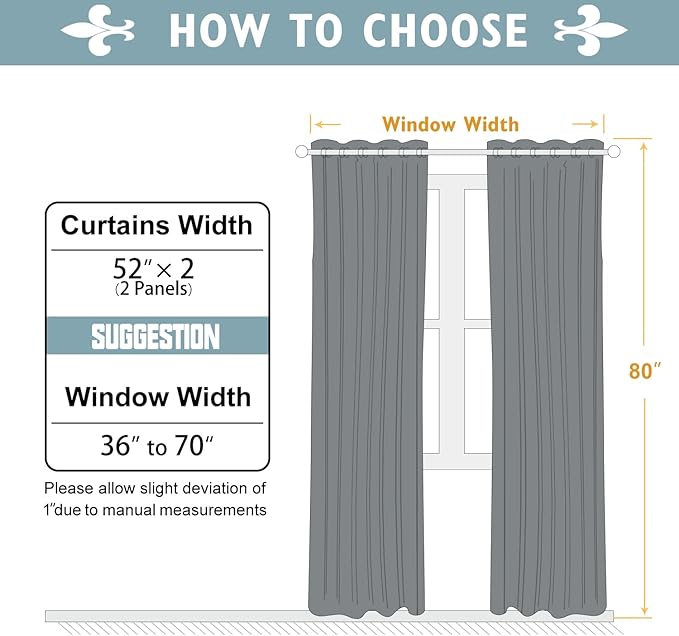 ChrisDowa Blackout Curtains 80 Inches Long 2 Panels Set - Image 7