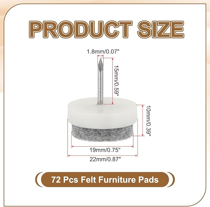 PATIKIL 22 mm Nail-on Felt Pads - Image 2