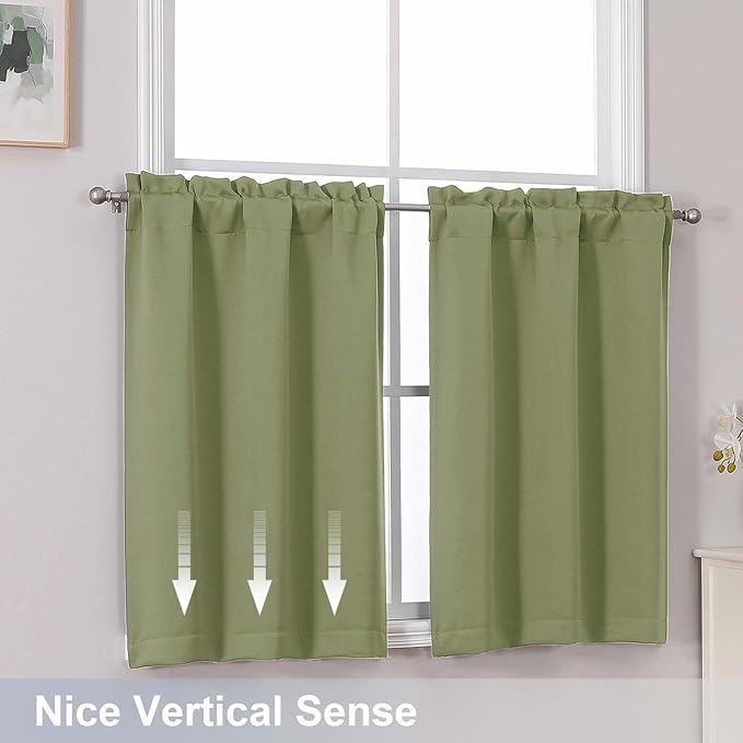 Chyhomenyc Sage Green Short Blackout Curtains 30 Inch Length, Small Kitchen - Image 6