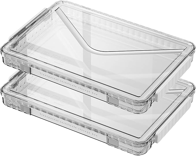 2 Pack Clear Plastic File Boxes w/Latching Lids, Stackable A4 Storage by RHONZHAO