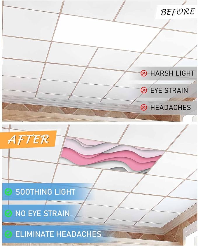 Yukro 1 Pack Pink Ombre Fluorescent Light Covers Pink Gray Gradient Abstract - Image 7