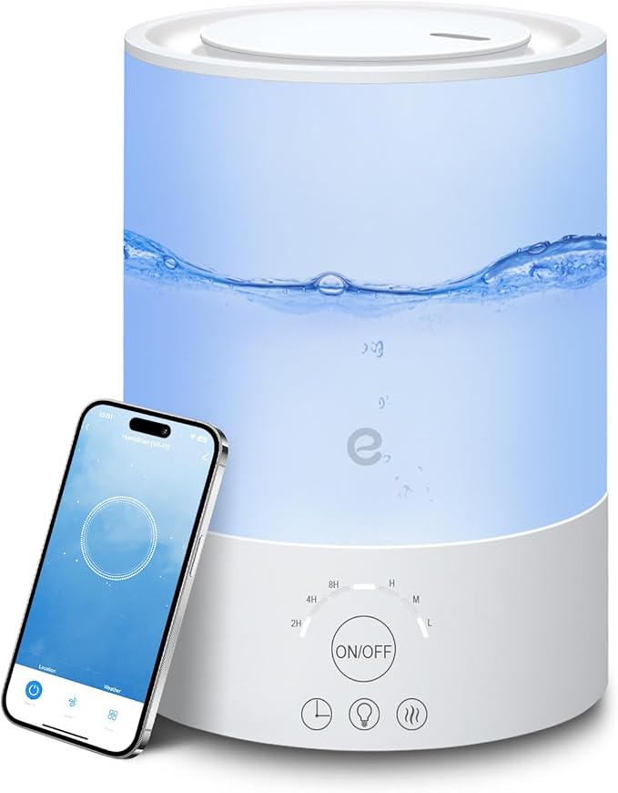 Esemoil Smart Humidifiers for Bedroom, 2.5L Top Fill Cool Mist Humidifiers by Esemoil
