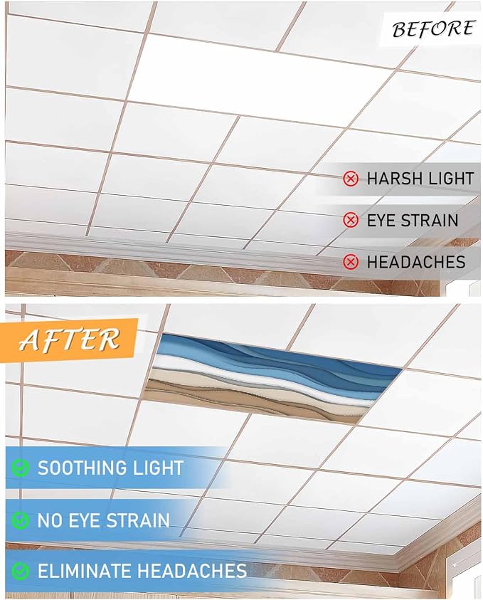 Yukro 1 Pack Blue Ombre Fluorescent Light Covers Blue Brown White Gradient - Image 7