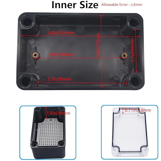 Junction Box, IP67 Waterproof ABS Black Project Box Clear Cover - Image 4