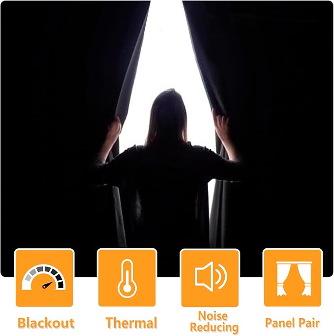 Hiasan Blackout Curtains for Bedroom, 60 x 63 Inches Length - Image 3