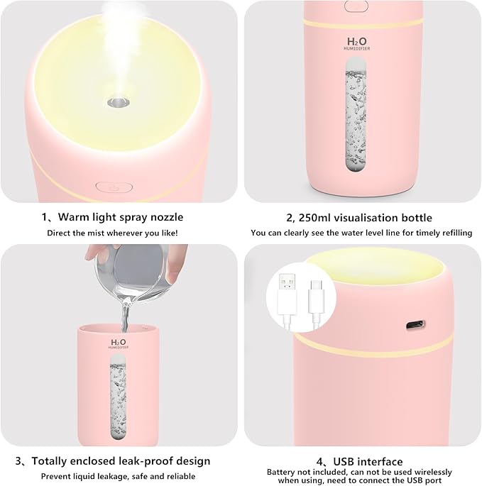 Lisacool Small Humidifier, Portable Mini Humidifier - Image 4