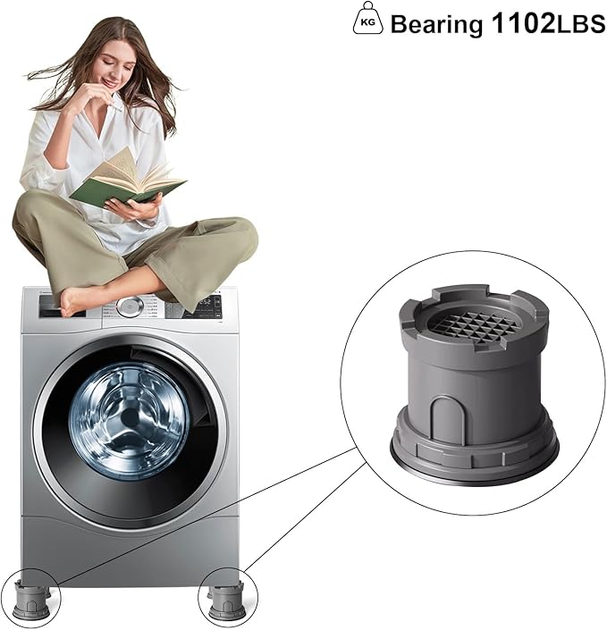 4Pcs Anti Vibration Pads for Washing Machine, Adjustable Height Stops Washer - Image 9