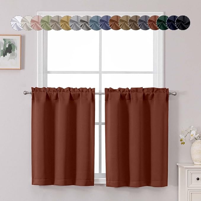 Chyhomenyc Terracotta Short Blackout Curtains 30 Inch Length, Small Kitchen by Chyhomenyc