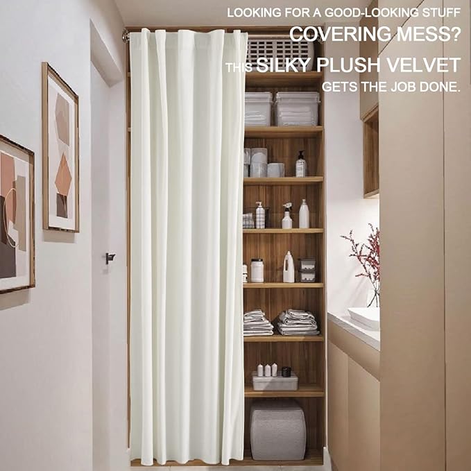 XTMYI Velvet Closet Curtain for Open Closet, Soft Doorway Curtain Panel - Image 9