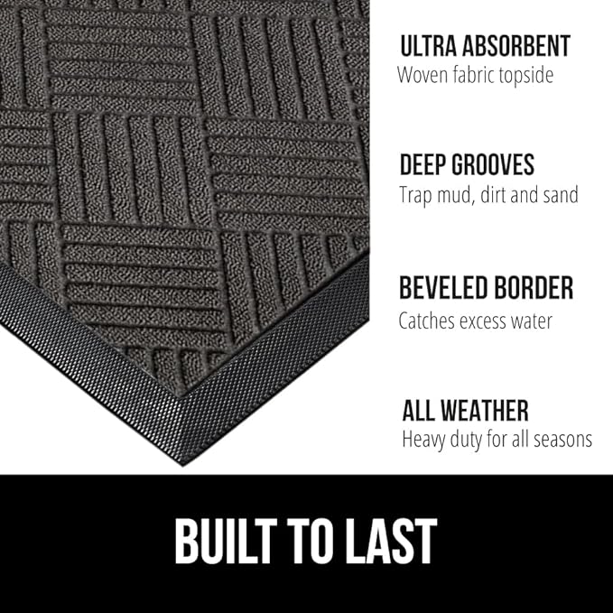 GORILLA GRIP 100% Waterproof All-Season WeatherMax Doormat US Designed Natural - Image 2