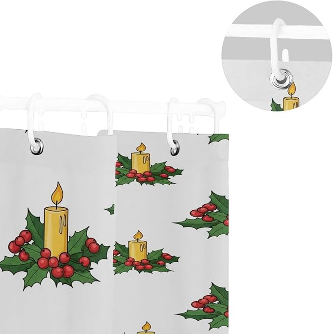 Christmas Candle Yellow Shower Curtain Liner 72×72 inch - Image 5