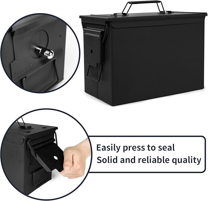 GUGULUZA Metal Ammo Can 30/50 Cal, Lockable Bullet Storage Case, Waterproof & - Image 5
