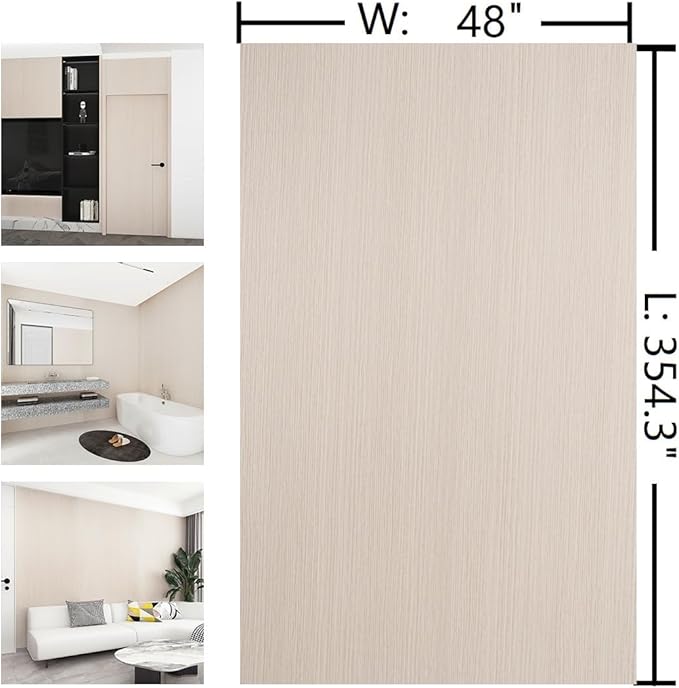 Extra Wide 48"x354" Thicken Off White Wood Grain Peel and Stick Wallpaper Wood - Image 7