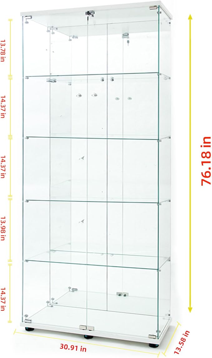 Yoluckea 5-Tier Glass Display Cabinet - Image 2